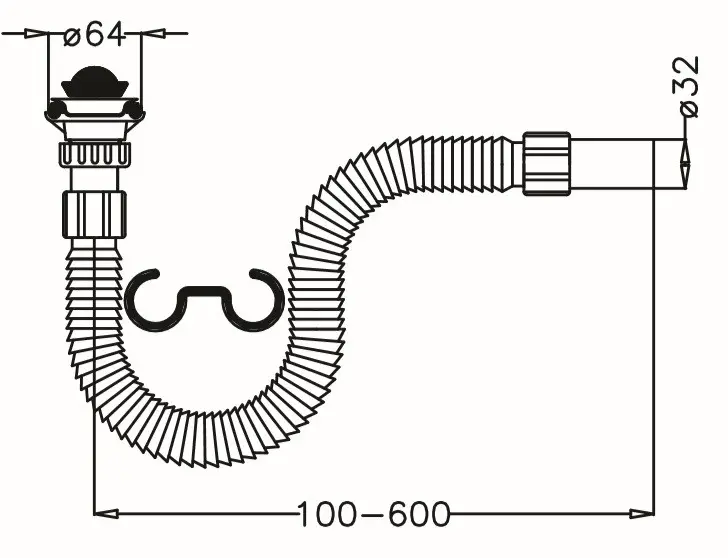 JAPAR - Körüklü Lavabo ve Evye Sifonu ( 1 1/4 - Q32 )