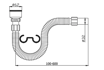 JAPAR - Körüklü Pisuvar Sifonu Q32