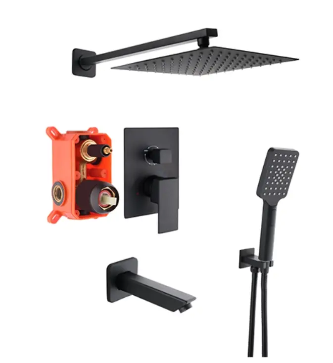 KARE - ANKASTRE BANYO SETİ 3 YOLLU SİYAH