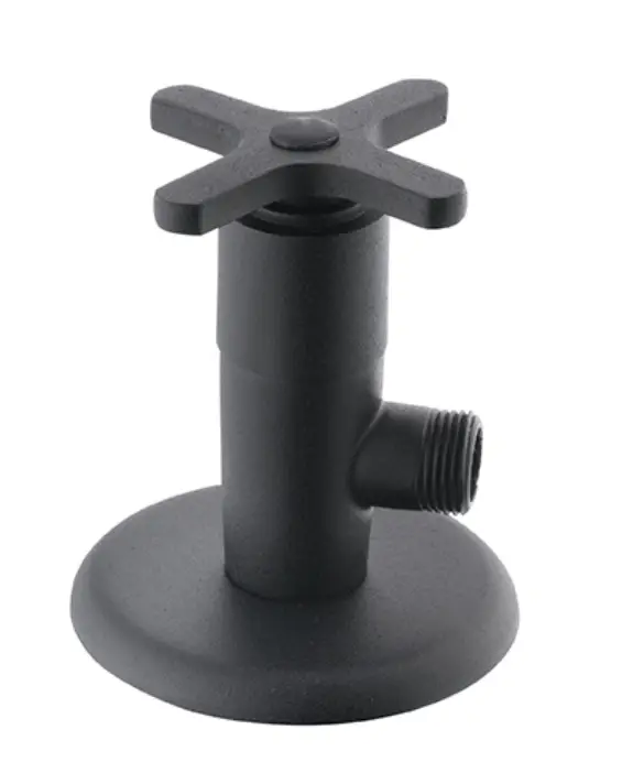 KARE - SİYAH DEKORATİF ARA MUSLUK 1/2 (ZAMAK BAŞLIK -PRİNÇ SALMASTRA)