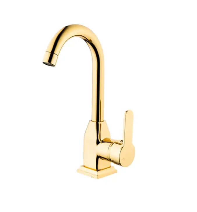 KARE - STİL MİX KUĞU LAVABO BATARYASI (ALTIN)