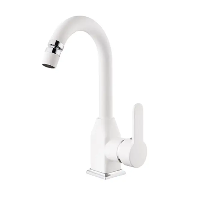 KARE - STİL MİX KUĞU LAVABO BATARYASI (BEYAZ - KROM)