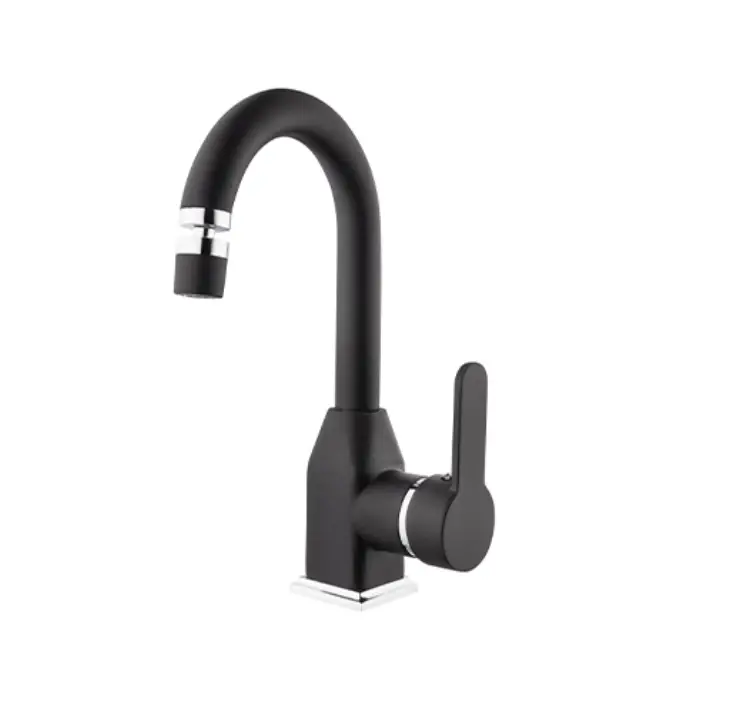 KARE - STİL MİX KUĞU LAVABO BATARYASI (SİYAH - KROM)