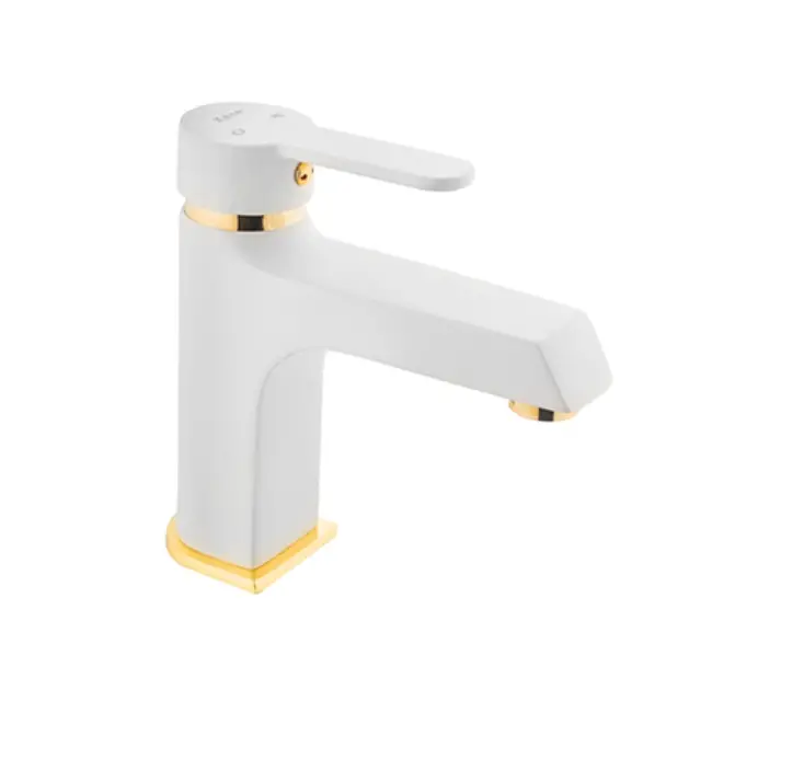 KARE - STİL MİX LAVABO BATARYASI (BEYAZ - ALTIN)