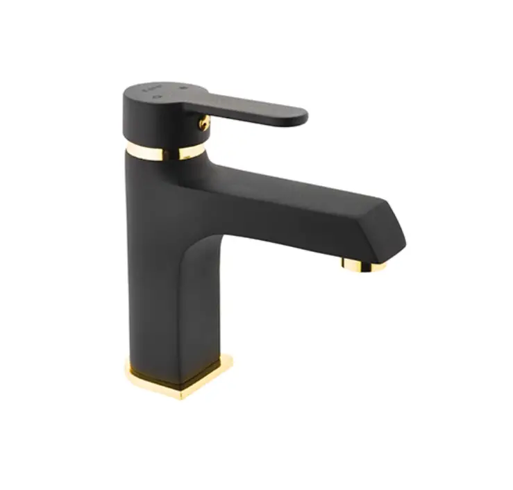 KARE - STİL MİX LAVABO BATARYASI (SİYAH - ALTIN)