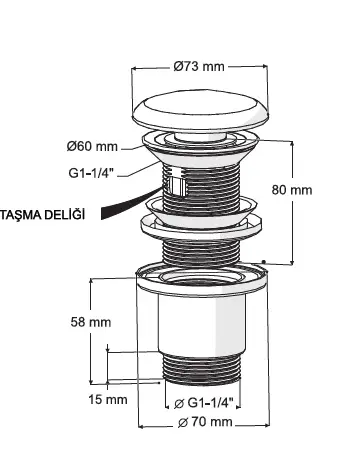 MOON MAT SİYAH SİFON - ELİXİR PUP UPLI - (TAŞMA DELİKSİZ) (MAX. 250 mm)