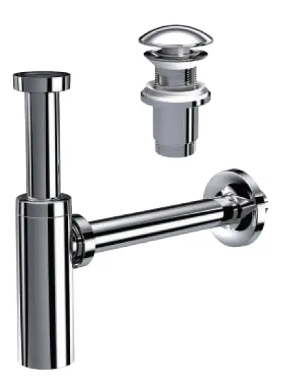 MOON PARLAK KROM SİFON - ELİXİR PUP UPLI - (TAŞMA DELİKSİZ) (MAX. 250 mm)