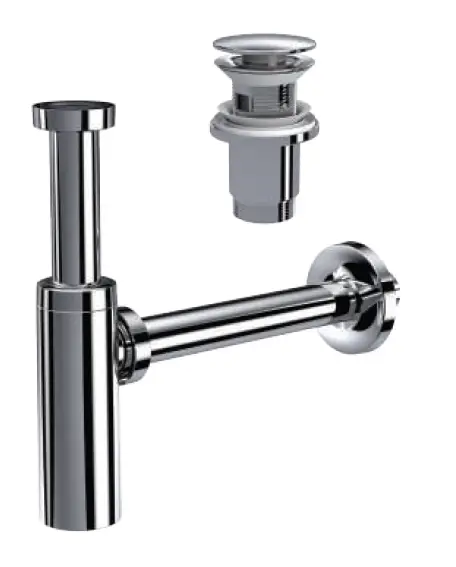 MOON PARLAK KROM SİFON - FELİX PUP UPLI - (TAŞMA DELİKLİ) (MAX. 250 mm)