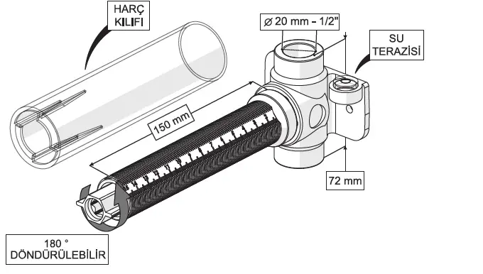 OCTAGON ANKASTRE ARA KESME VALFİ (ZAMAK VOLAN-1/2 PPRC GÖVDE)