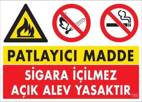 Patlayıcı Madde Uyarı Levhası 25x35 KOD:786
