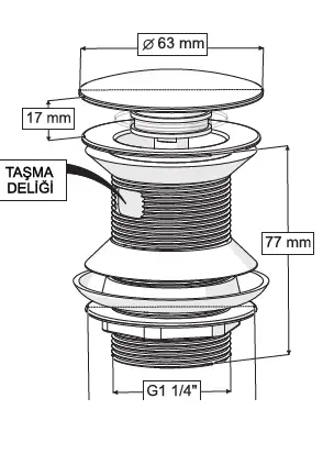 QUALİS PUP - UP KÖRÜKLÜ SET (TAŞMA DELİKLİ - ZAMAK BAŞLIK)