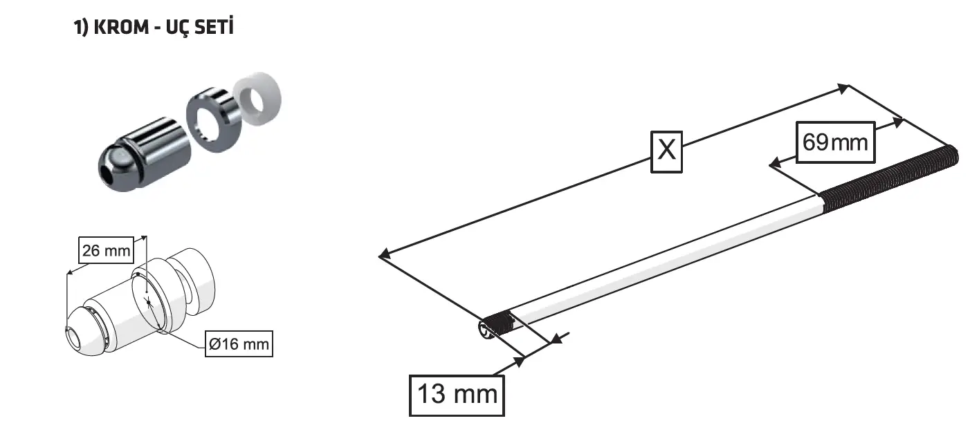TAHARET ÇUBUĞU KOMPLE METAL