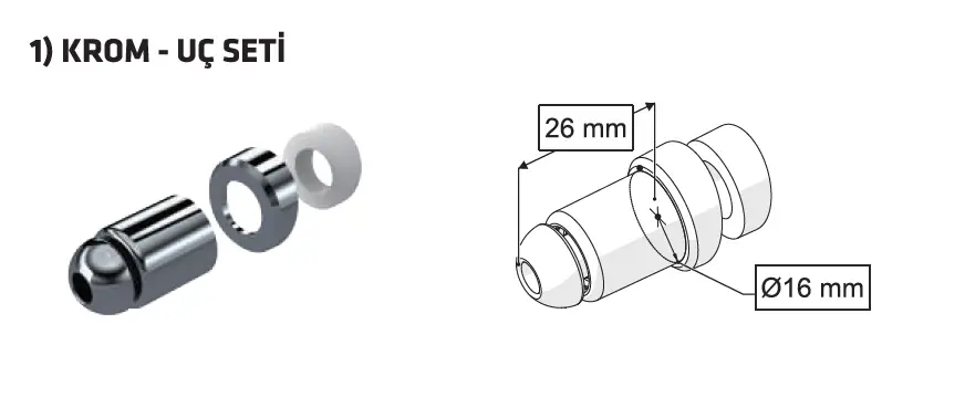 TAHARET ÇUBUĞU KROM UÇLU