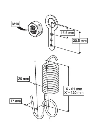 YARIM AYAK YAYLI MONTAJ SETİ (KISA ANAHTAR)