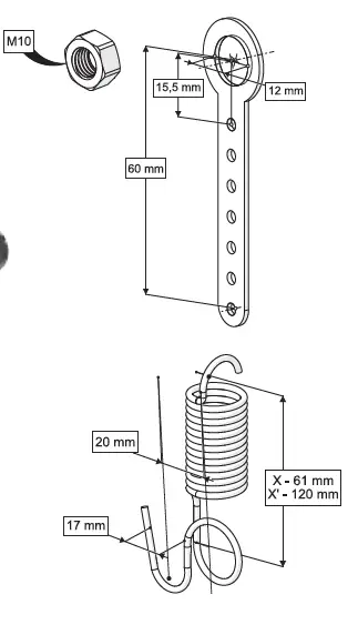 YARIM AYAK YAYLI MONTAJ SETİ (UZUN ANAHTAR)