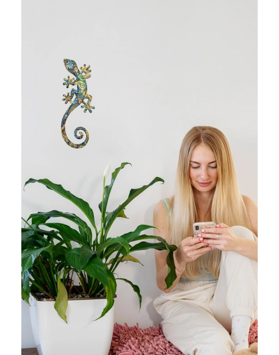 Gekko 3 Boyutlu Dekoratif Reçine Salon Balkon Dış Duvar Süsü Hediye Uğur Getirsin