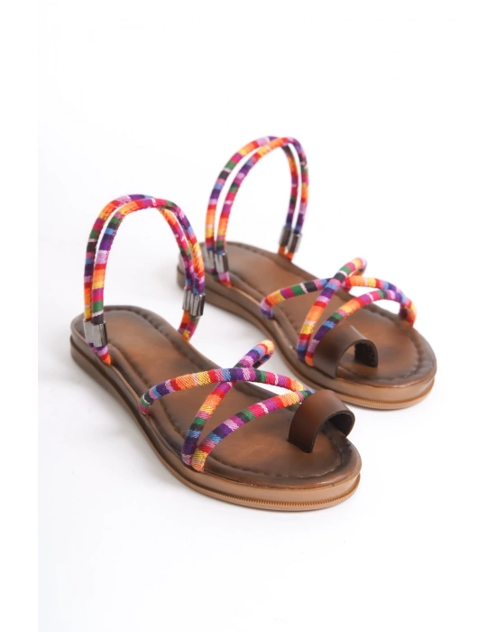 Karla Çok Renkli Zarif Bodrum Sandalet