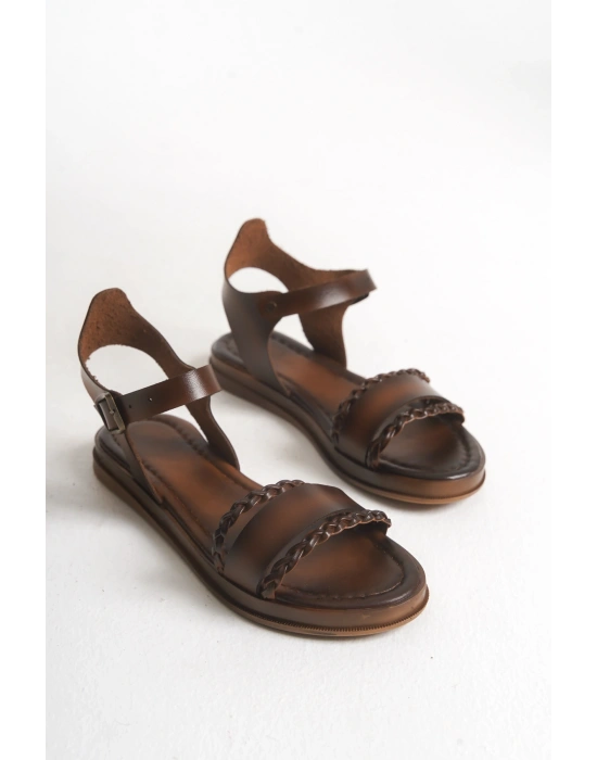 Zarina Örgü Detaylı Düz Rahat Bodrum Sandalet