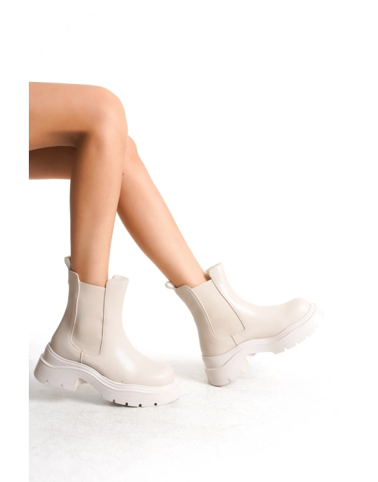 Kadın Yandan Lastikli Günlük Hafif Bot Kalın Taban