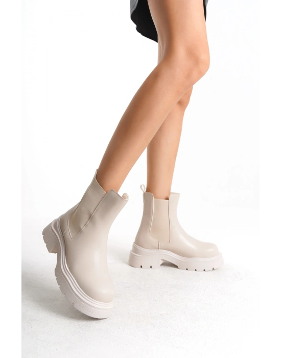 Kadın Yandan Lastikli Günlük Hafif Bot Kalın Taban