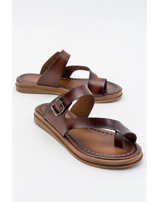 Simya Deri Detaylı Rahat Terlik