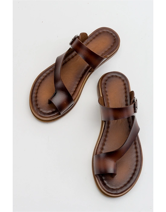 Simya Deri Detaylı Rahat Terlik