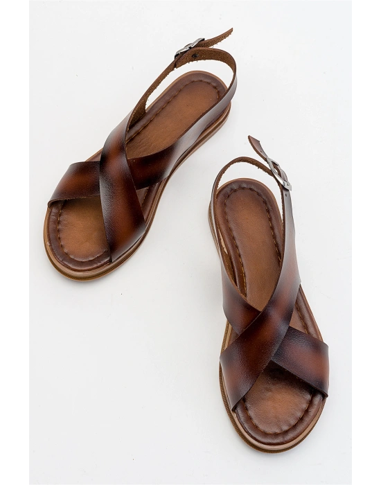 Saver Düz Çapraz Bant Bodrum Sandalet