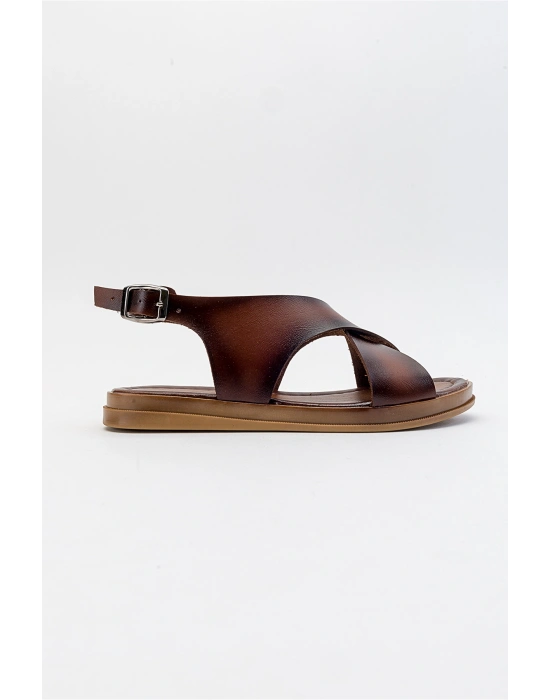 Saver Düz Çapraz Bant Bodrum Sandalet