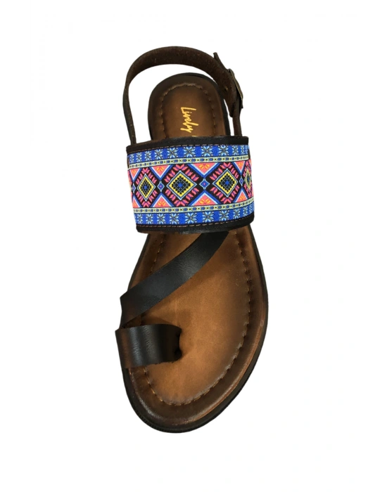 Shila Parmak Arası Çapraz Bant Deri Bodrum Sandalet