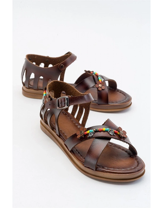 Sia Kafesli Boncuklu Bodrum Sandalet