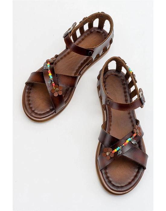 Sia Kafesli Boncuklu Bodrum Sandalet