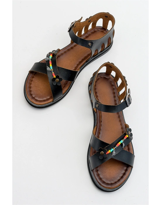 Sia Kafesli Boncuklu Bodrum Sandalet