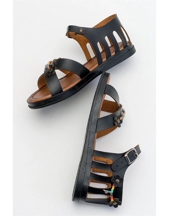 Sia Kafesli Boncuklu Bodrum Sandalet