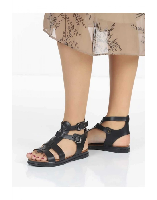 Helen Çift Tokalı Kafesli Rahat Kalıp Bodrum Sandalet