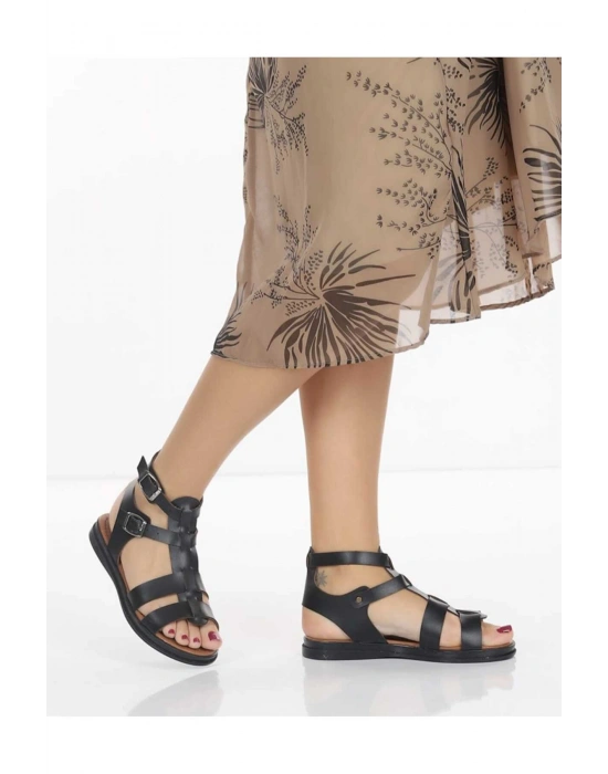 Helen Çift Tokalı Kafesli Rahat Kalıp Bodrum Sandalet