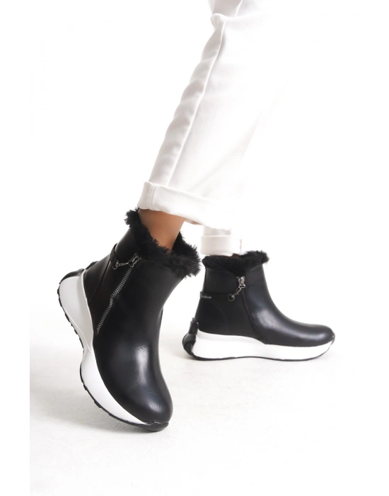 Yukon Kadın Kar Botu Fermuarlı Esnek Taban Içi Tüylü