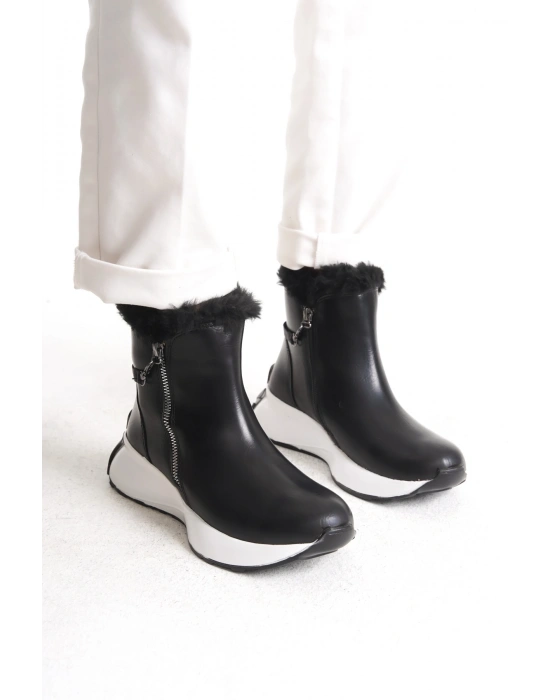 Yukon Kadın Kar Botu Fermuarlı Esnek Taban Içi Tüylü