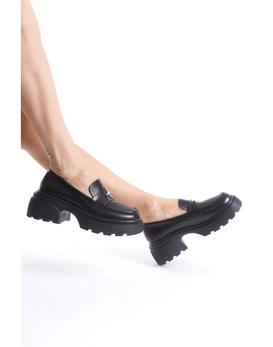 Monisa Kadın Kalın Taban Loafer Makosen Günlük Ayakkabı