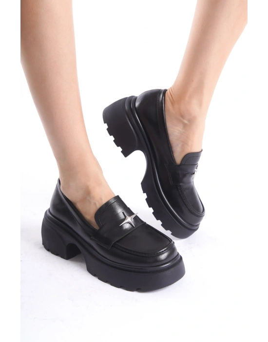 Monisa Kadın Kalın Taban Loafer Makosen Günlük Ayakkabı