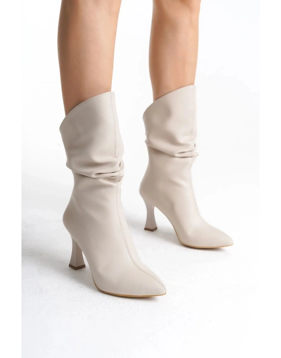 Marta Sivri Burun Körüklü Arkadan Fermuarlı Kadeh Topuklu Çizme