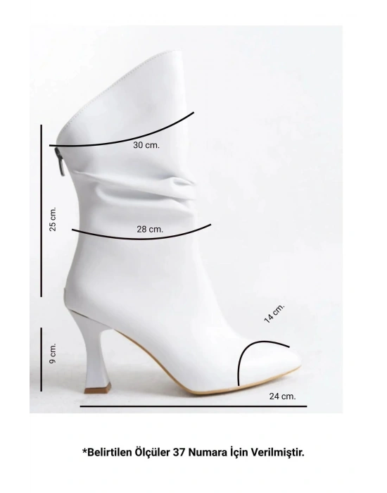 Marta Sivri Burun Körüklü Arkadan Fermuarlı Kadeh Topuklu Çizme