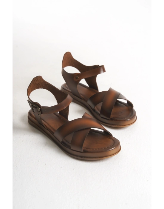 Anita Çapraz Düz Sade Bodrum Sandalet