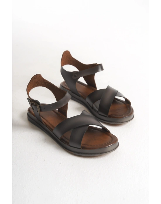 Anita Çapraz Düz Sade Bodrum Sandalet