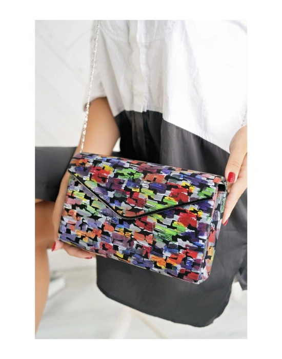 Zincir Askılı Renkli Şık İtalyan Portföy Çanta