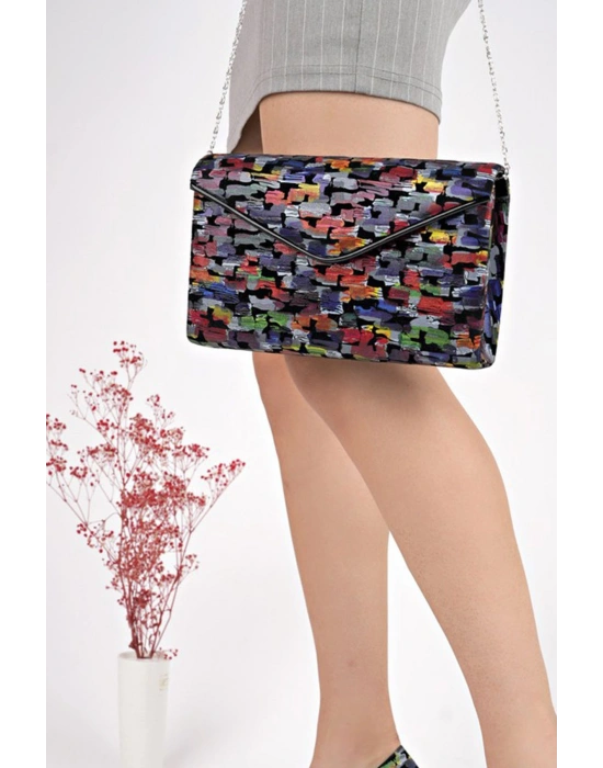 Zincir Askılı Renkli Şık İtalyan Portföy Çanta