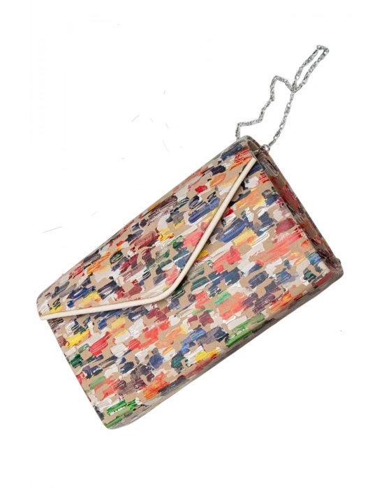 Zincir Askılı Renkli Şık İtalyan Portföy Çanta
