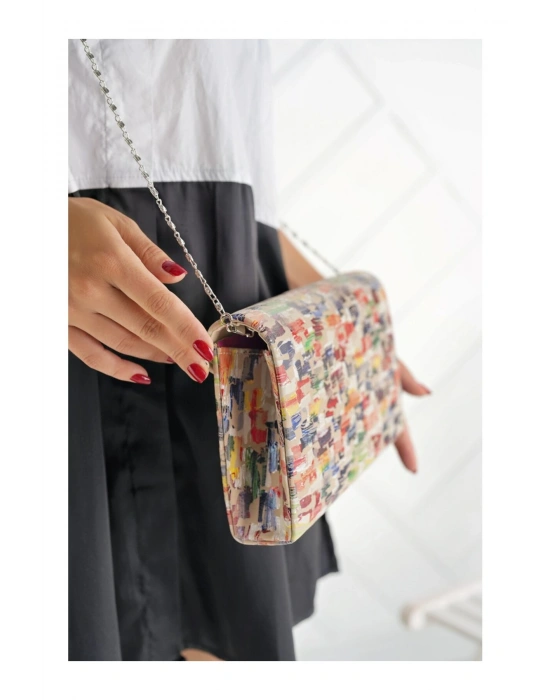 Zincir Askılı Renkli Şık İtalyan Portföy Çanta