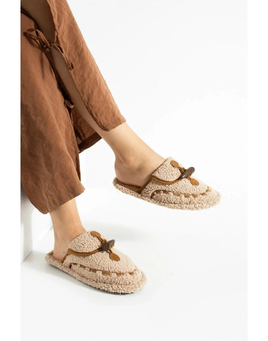 Nelly Düğmeli Detaylı Havlu Kadın Ev Terliği