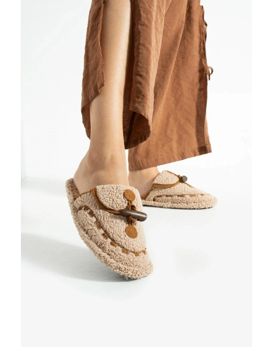 Nelly Düğmeli Detaylı Havlu Kadın Ev Terliği