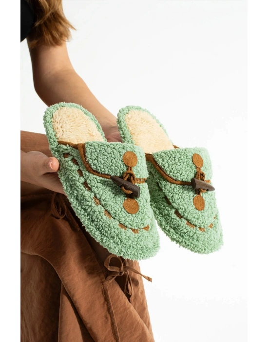 Nelly Düğmeli Detaylı Havlu Kadın Ev Terliği